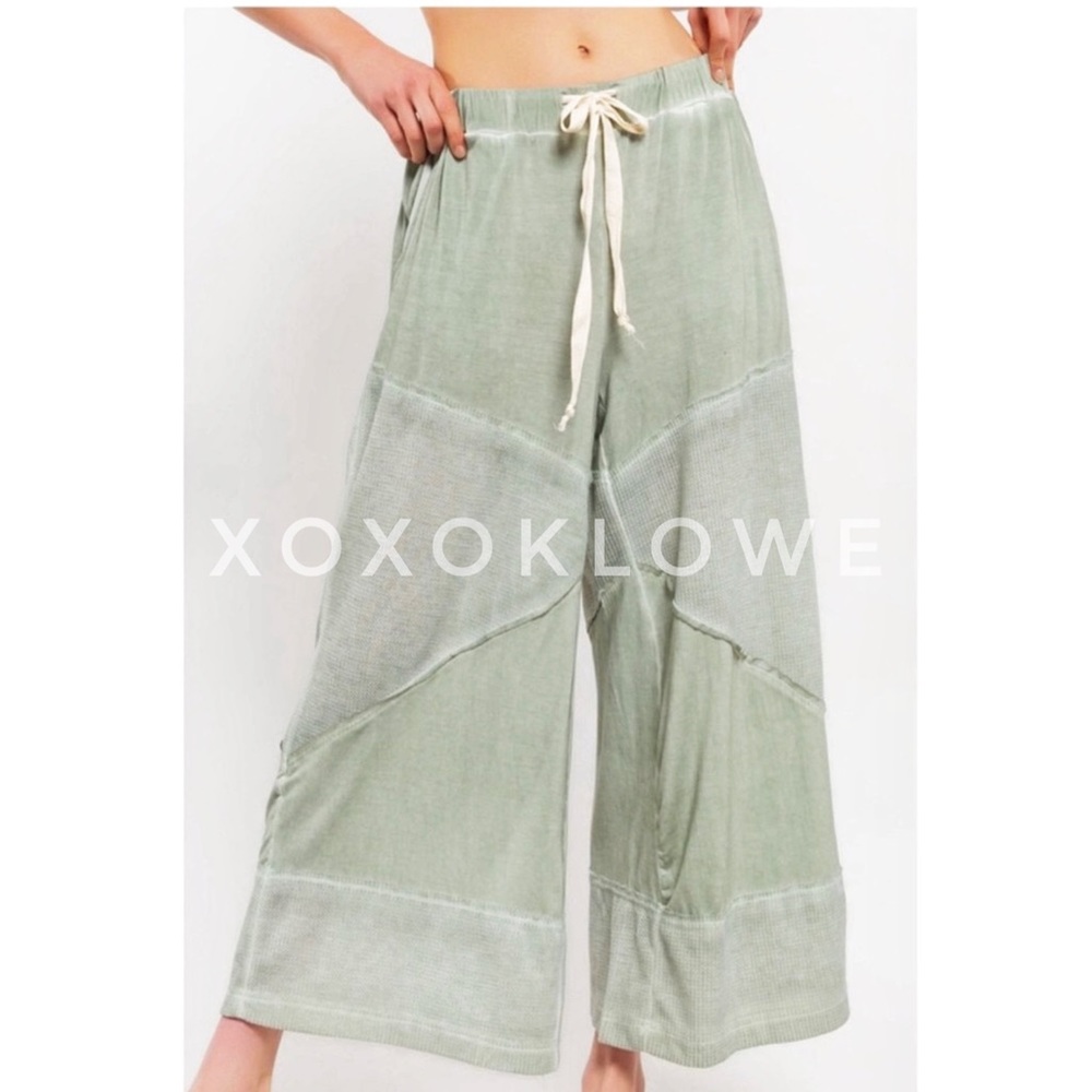 LAST ONE POL Sage Wide Leg Summer Palazzo Pants Loose Knit Lightweight - Picture 3 of 16